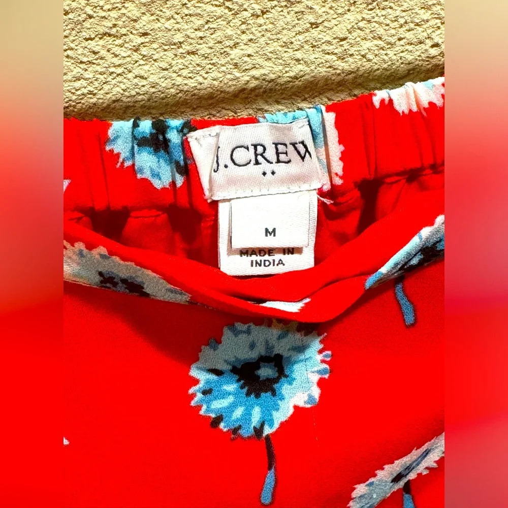 J. Crew Cerise Red Teal Blue Floral Petal Front Midi Wrap Skirt Size MEDIUM - Picture 5 of 6